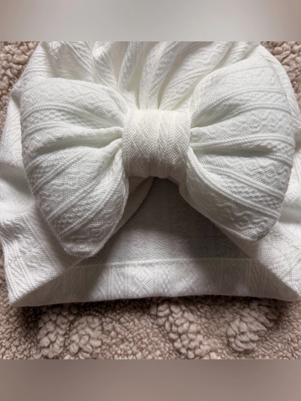Baby Girl 0-24M Big Bow Beanies - Turban Hats With Bow Solid Color 3 Pack
